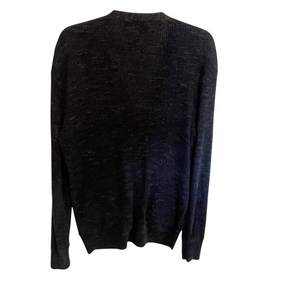 John Varvatos Button Cardigan Mens Large Navy Blue Mixed Stitch V-Neck Sweater - Picture 4 of 8